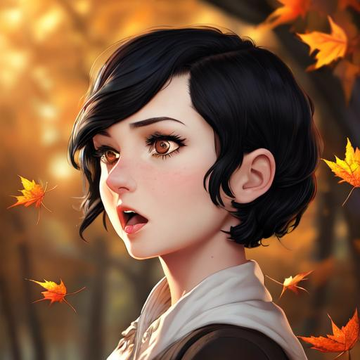 a woman amongst autumn leaves